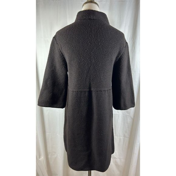 Eileen Fisher 3 button Sweater Brown 100 %Wool long cardigan chunky knit size Sm - Picture 4 of 8